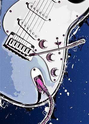 Picture of Retro Blue guitar Poster