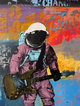 Picture of Retro Spaceman with Guitar Poster