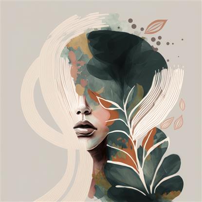 Picture of Portrait of woman  with Floral Elements