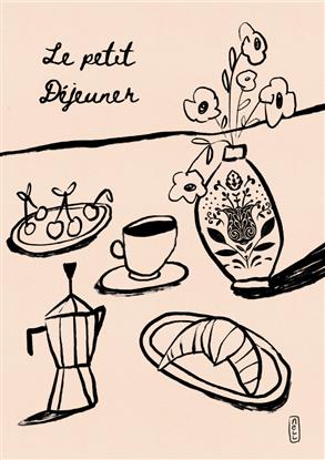Image de Le Petit Dejeuner Breakfast Poster in Black
